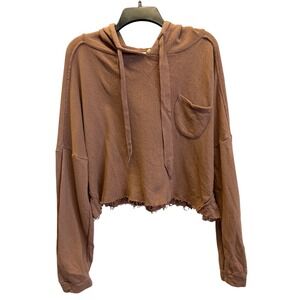 White Crow‎ Cropped Crop Distressed Hoodie Sweatshirt Pocket Size M